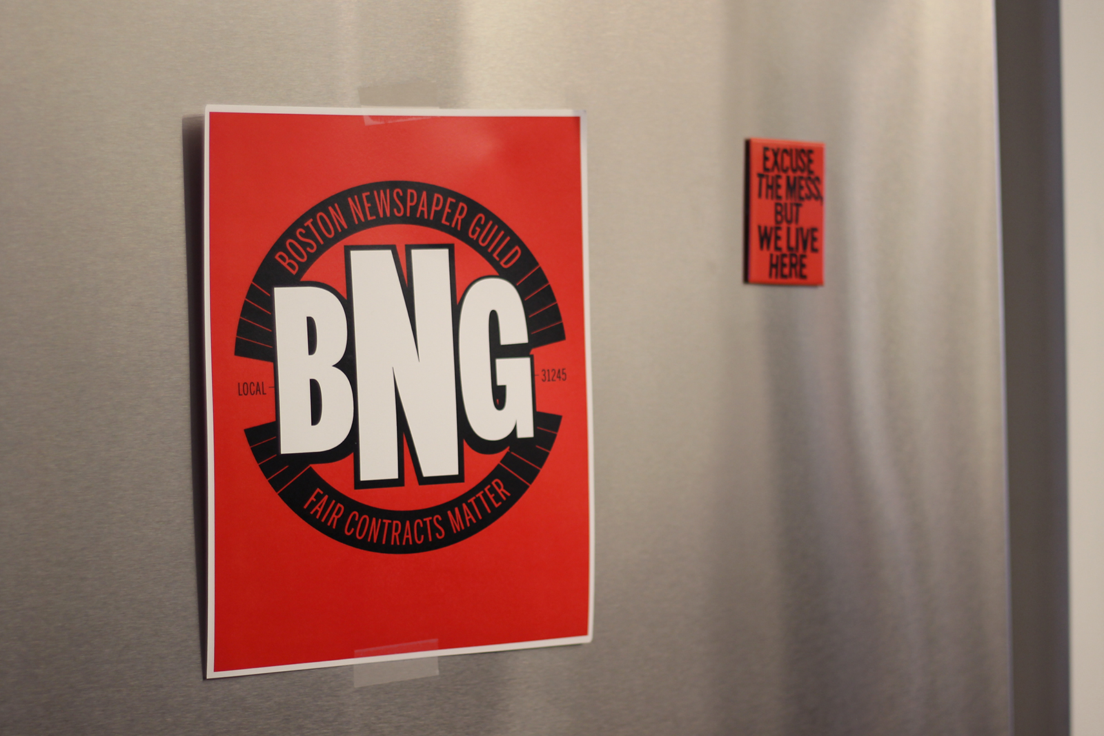 BNG sign on fridge